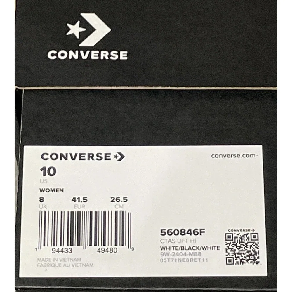 NEW Converse Chuck Taylor All Star Lift Hi Canvas Shoes 560846F White Women's 10